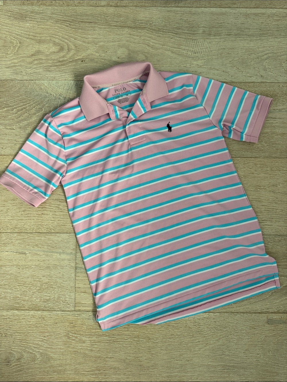 Boys Polo Ralph Lauren performance shirt pink blue and white